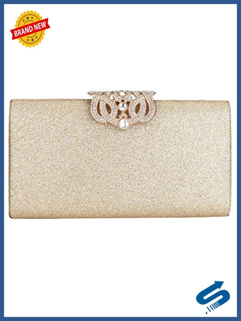 EROUGE PU Leather Sequin Evening Clutch Purse Turn-Lock Wedding Party Bag